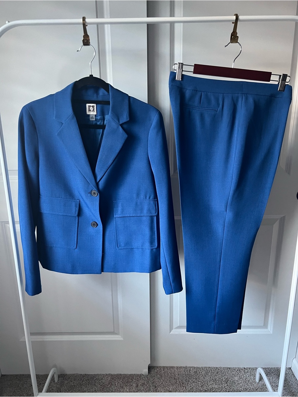Anne Klein Royal Blue Two-Piece Women's Suit Jacket & Pants